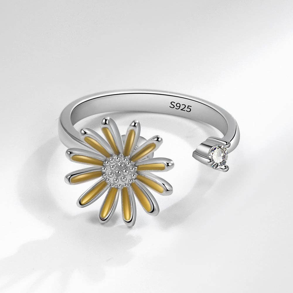Katinki - Wholesale Multi-Stone Ring - Daisy Flower Adjustable Open Ring1