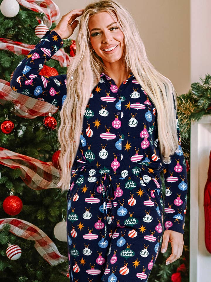 LALALOO Christmas Ornaments Shirt and Pants Pajama Set for wholesale by LALA LOO