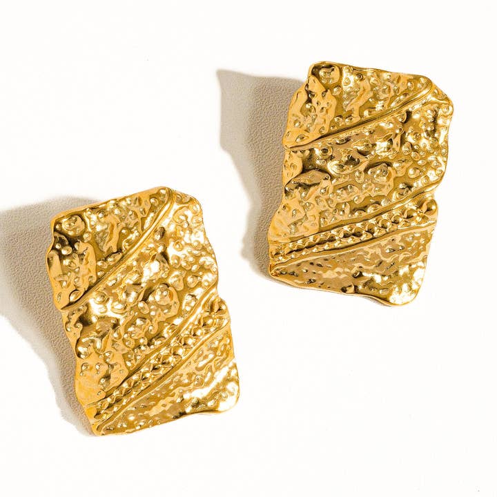 Oro Giallo Bellezza, perno rettangolare ondulato in oro, antiossidante, 18 carati in vendita all'ingrosso su Faire0