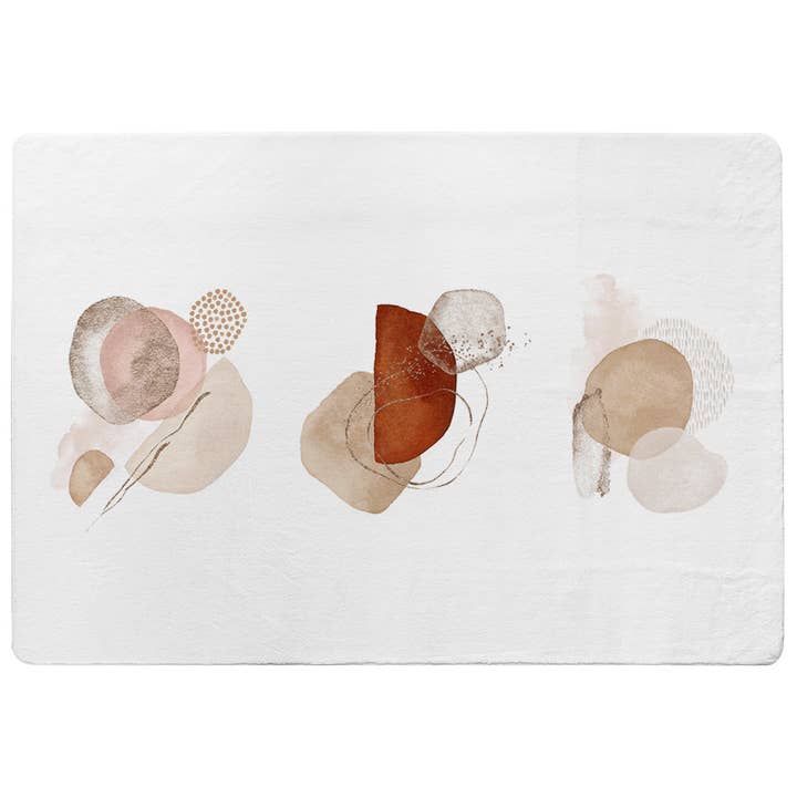 Terracotta, oranje, blush, roze, ivoor, beige aquarelillustratie en gouden elementen (vloerkleed) voor wholesale door Benjamin Tate Design