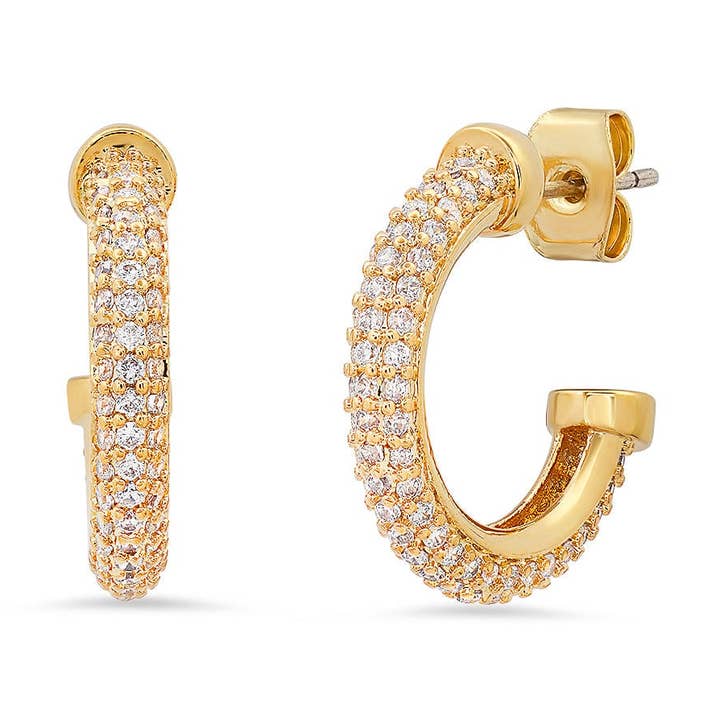 Créoles Tubulaires Pavées pour la vente par Tai Jewelry