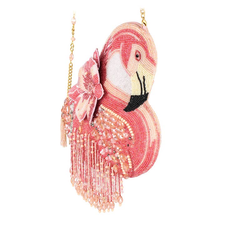 Mary Frances Accessories - Vente Sac à bandoulière – femme - Un sac à main bandoulière perlé flamant rose A Leg to Stand On