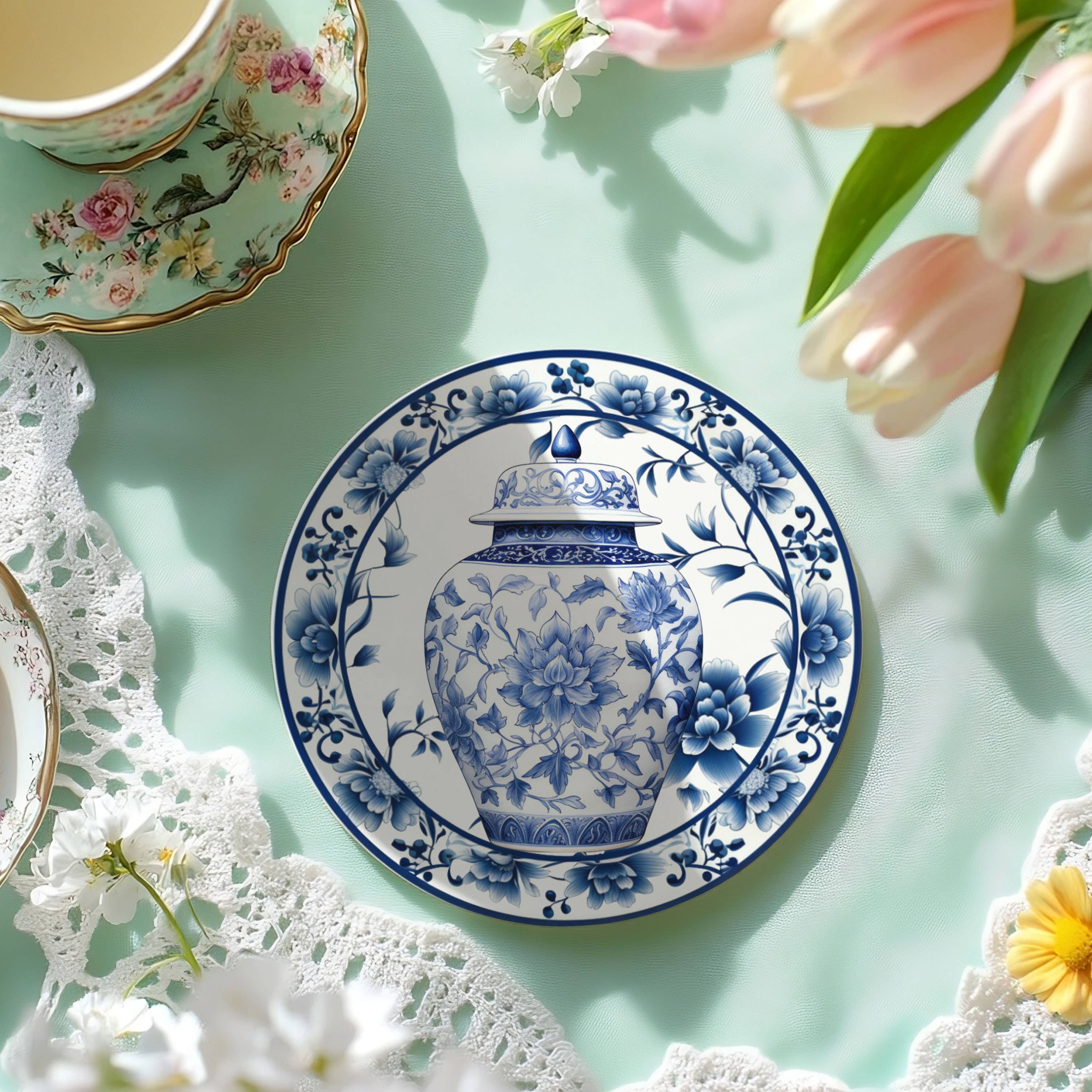 Gia Roma - Wholesale Coasters - Blue and White Chinoiserie Coasters | Elegant Kitchen Decor 32