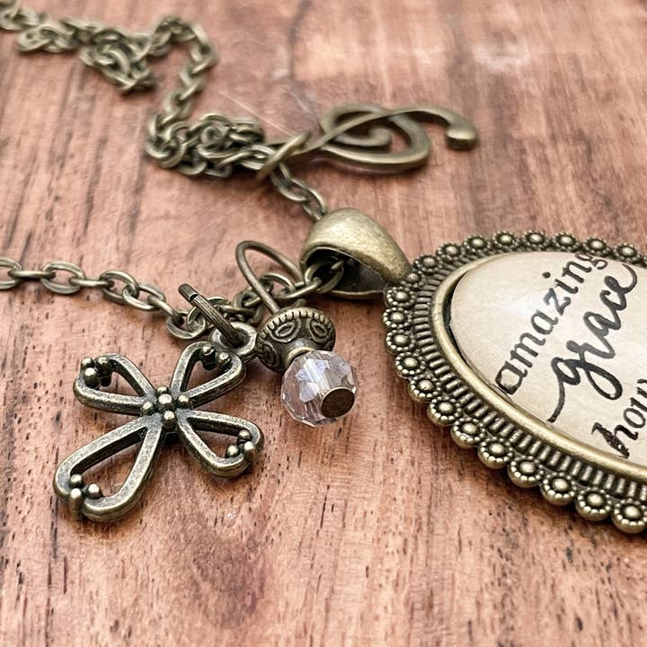 Ivy Barn Designs - Wholesale Pendant/Charm Necklace - Amazing Grace hymn necklace Christian jewelry