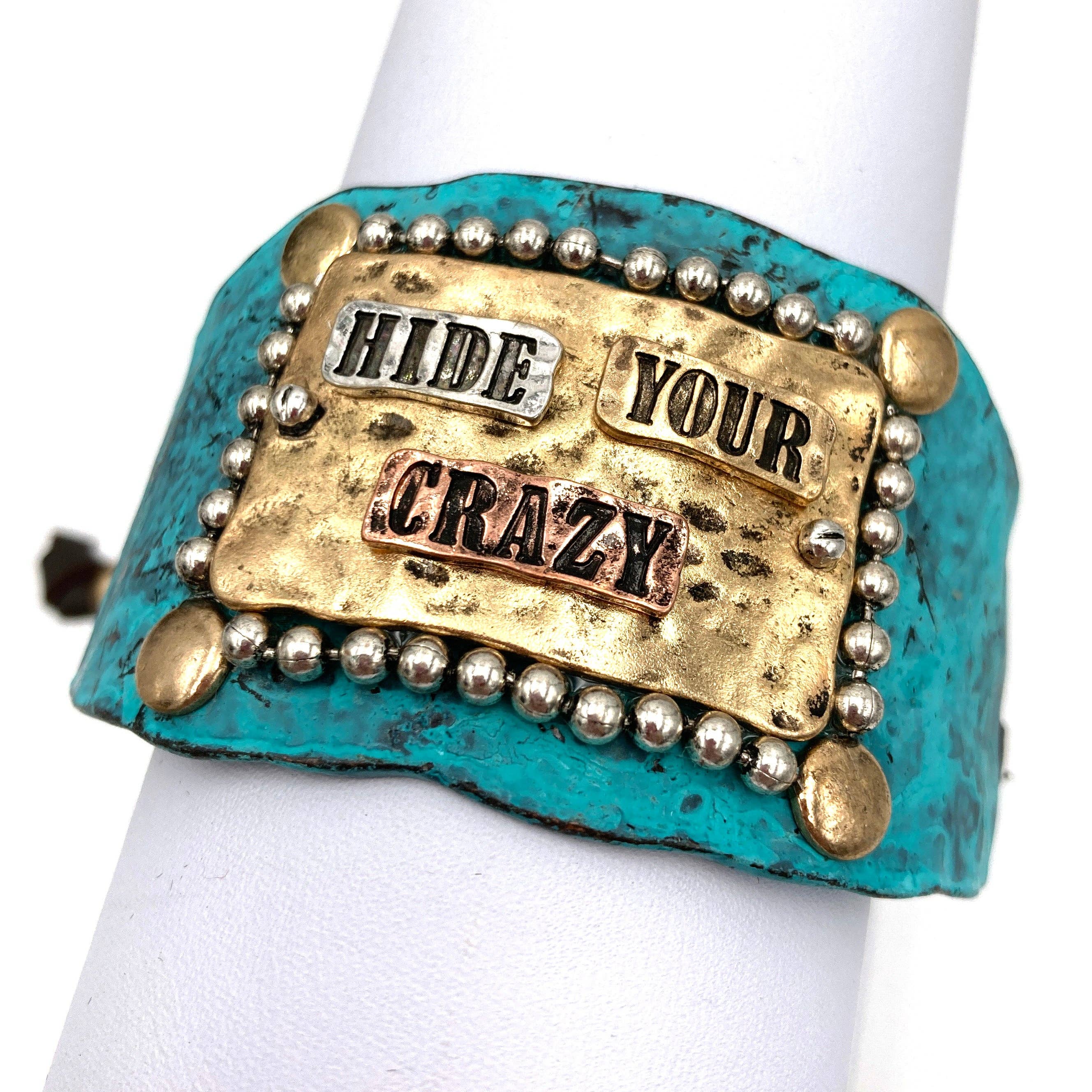 Lunar Deer - Wholesale Cuff Bracelet - Hide Your Crazy Silver Gold Patina Western Bracelet Cuff1