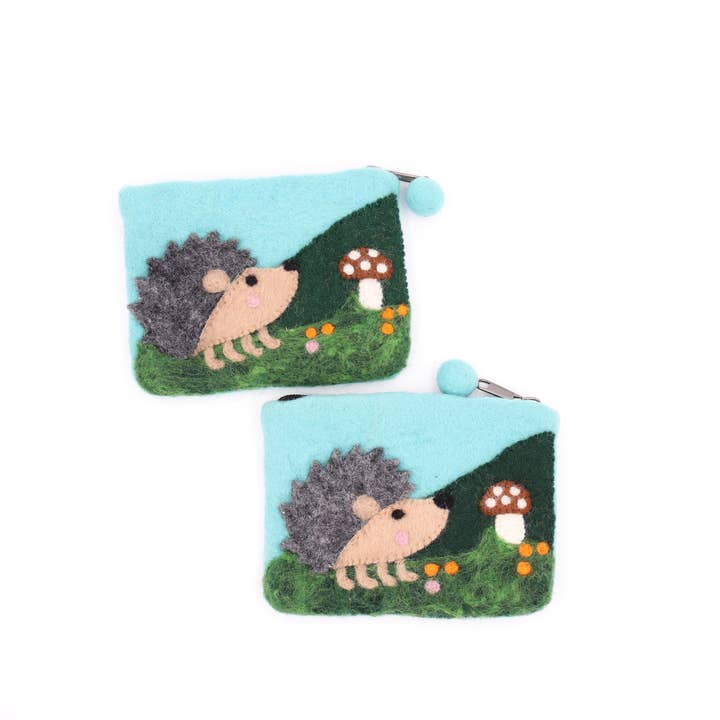 Sparkle Being - Wholesale Coin Purse - Women's - Happy Hedgehog Felt Wallet - Wool Felt Pouch Hand Carry Coin Purse1