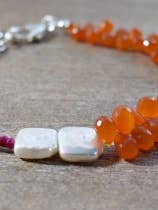Freshwater Pearl Carnelian and Ruby Bracelet for wholesale by Solana Jewelry