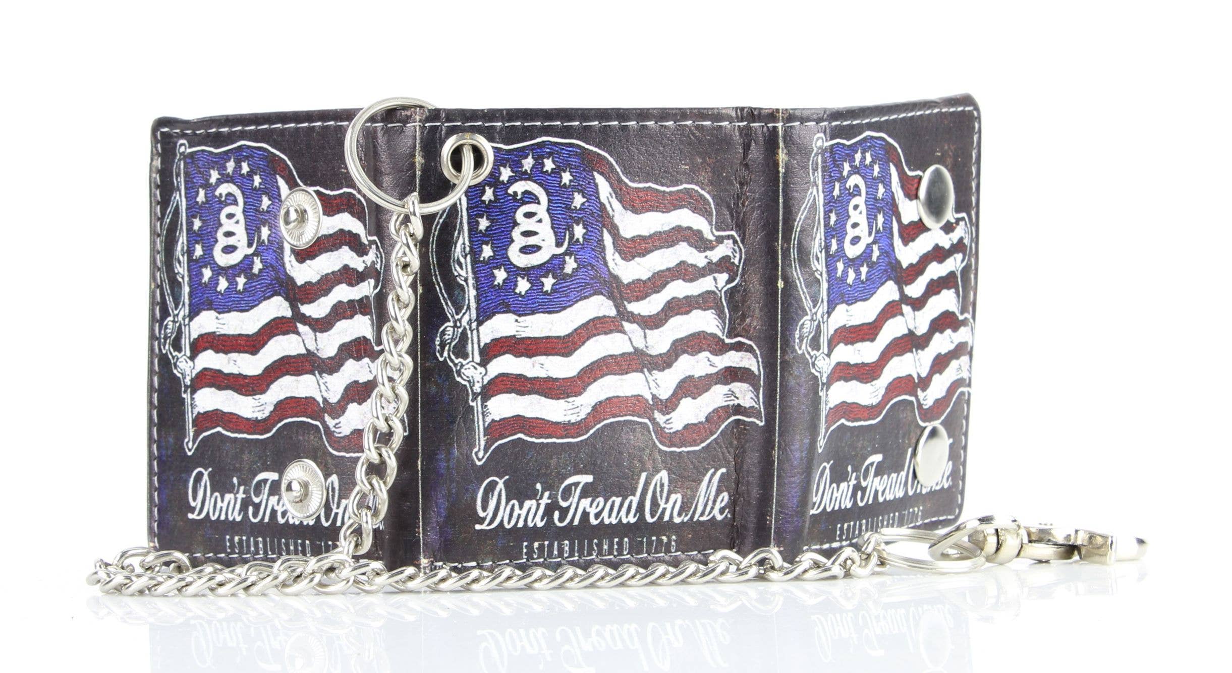 Leather Impressions Inc - Wholesale Wallet - Unisex - Don't Tread On Me Vegan Leather Chain Wallet with Gift Box8