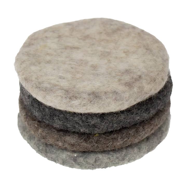 Handmade Felt Macaroon Coasters, Set of 4: Cobblestone for wholesale by Global Crafts