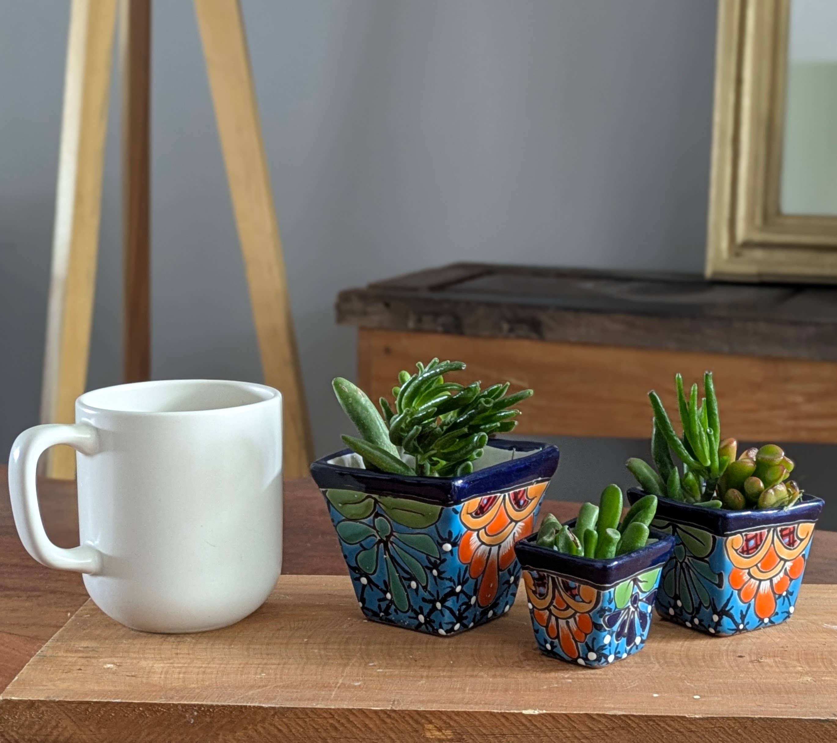Craftway - Wholesale Plant Pot - Set of 3 Tiny Talavera Pyramid Pots2