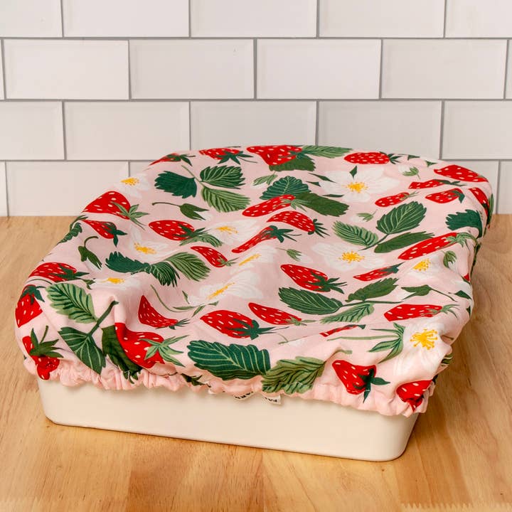 Strawberry Patch Dish Cover for wholesale by Paper Farm Press