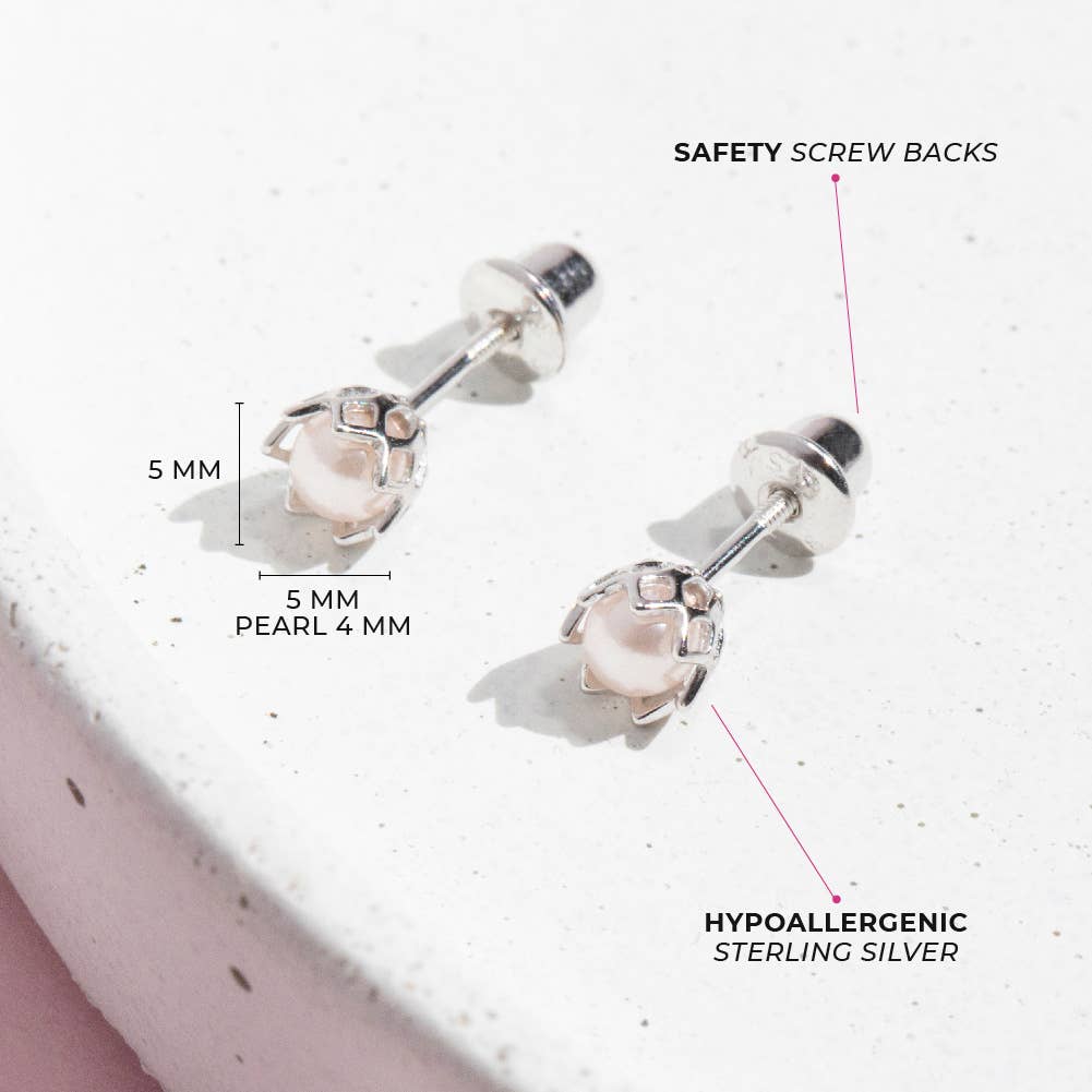 In Season Jewelry - Vendita all'ingrosso Orecchini - Bambini - Orecchini per bambini a forma di cestino di perle da 5 mm9