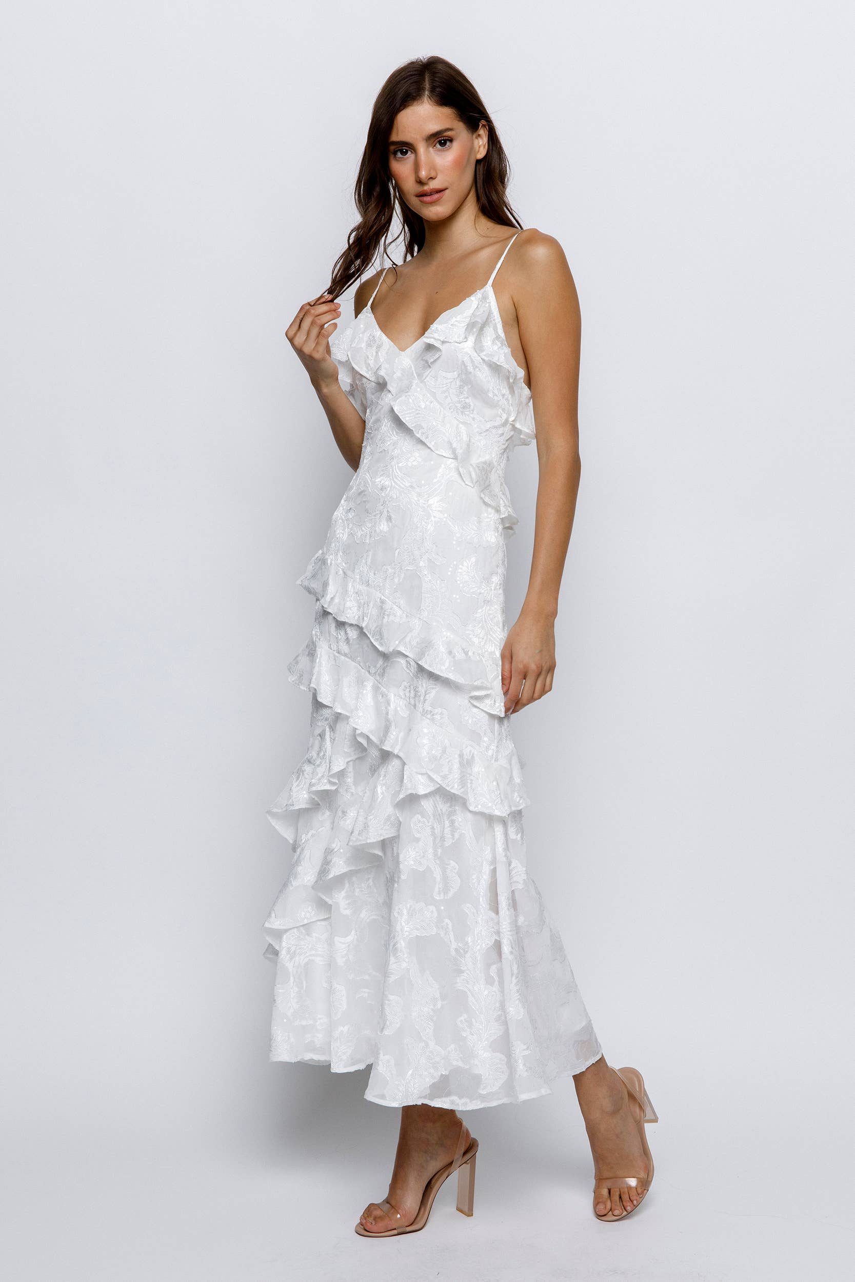 STORIA - Vente Robe – femme - JD5740-3- ROBE NUISETTE À VOLANTS À IMPRIMÉ GAUFRÉ17