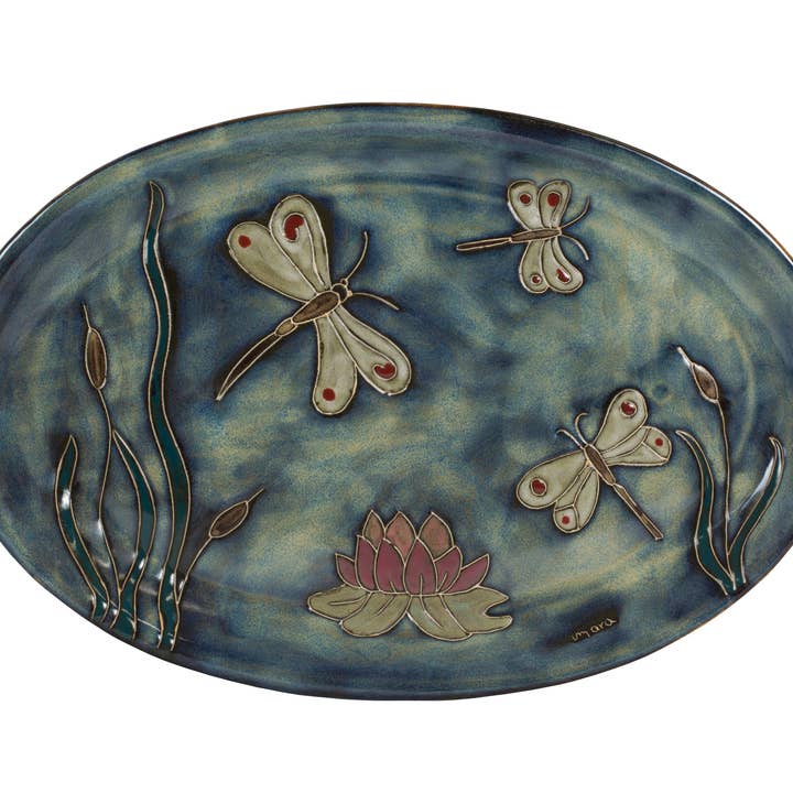 Mara 16" Oval Serving Platter - Dragonfly for wholesale by Galleyware