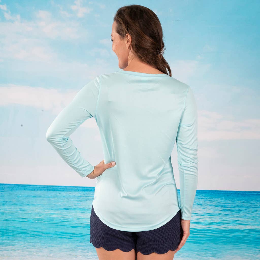 Aqua Blue "Manatee Family" UPF 50 Performance Ultra Comfort Shirt for wholesale on Faire3