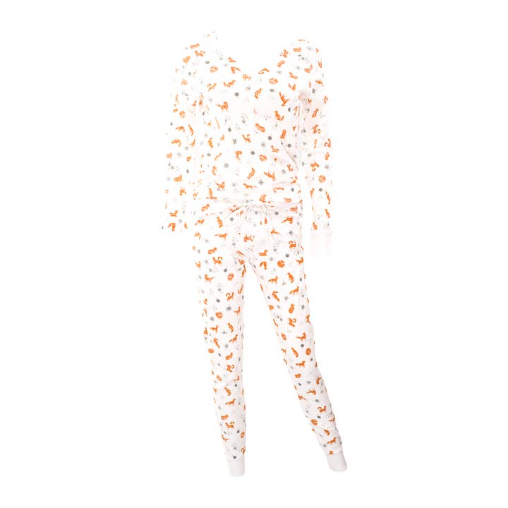 Womens Jogger/Henley Pajama Set - Fox for wholesale by Pink Elephant Brands