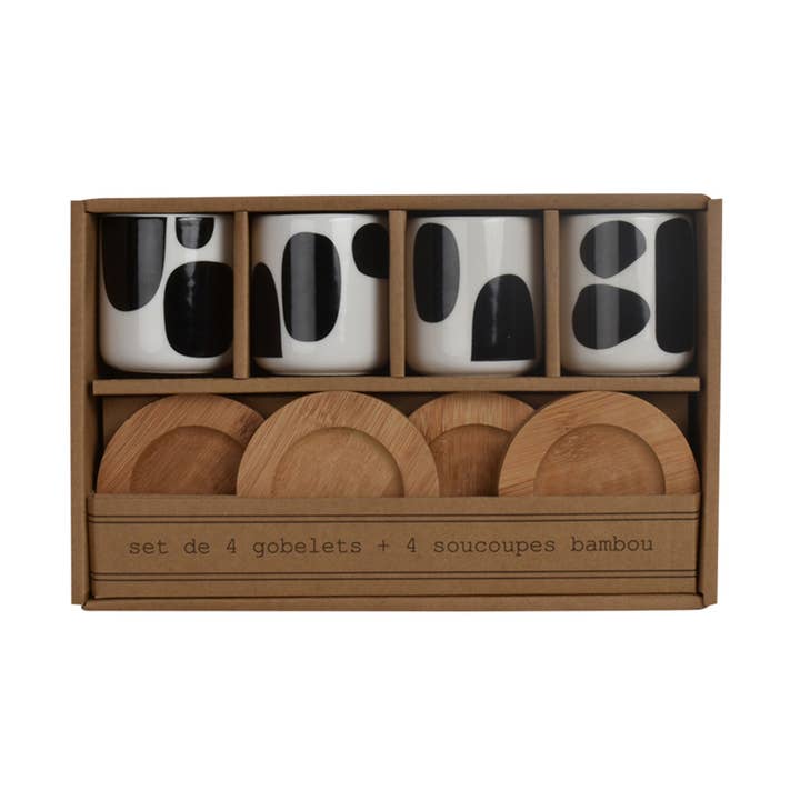 Set of 4 black Cutout cups D5.7 H6.5cm (with saucers) for wholesale by Opjet Paris