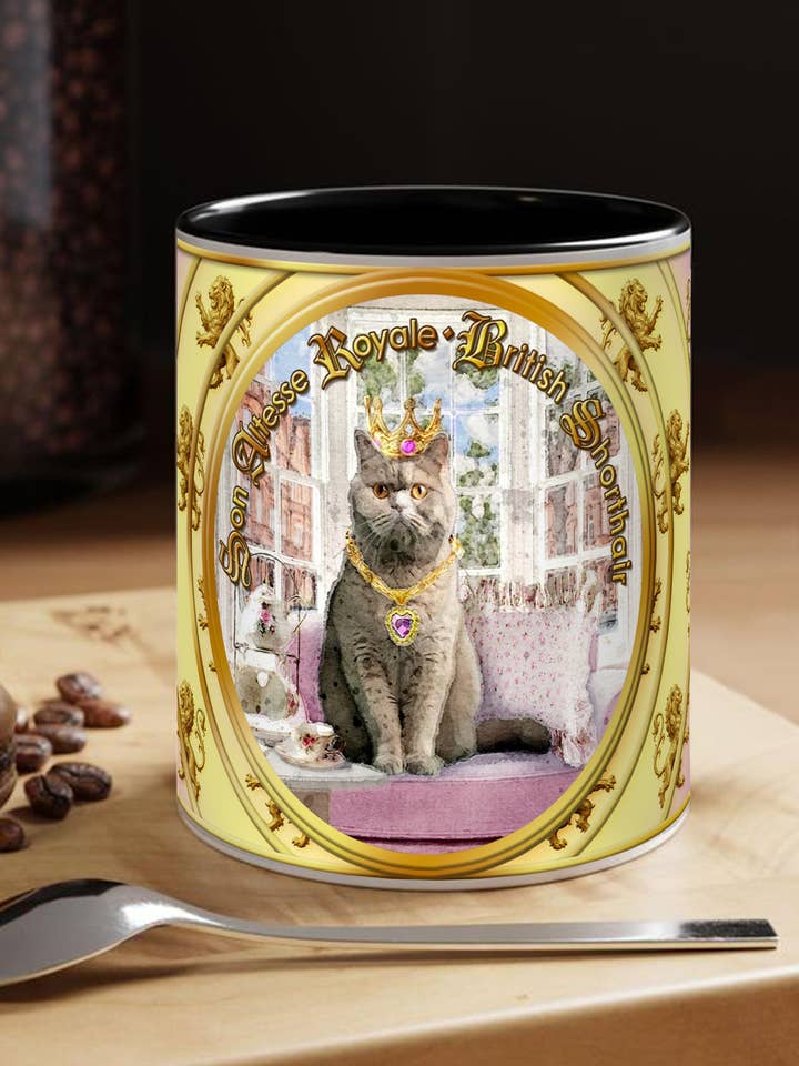 MUG - Cat - BRITISH SHORTHAIR - Coll. "His Royal Highness" for wholesale by Miss Iz