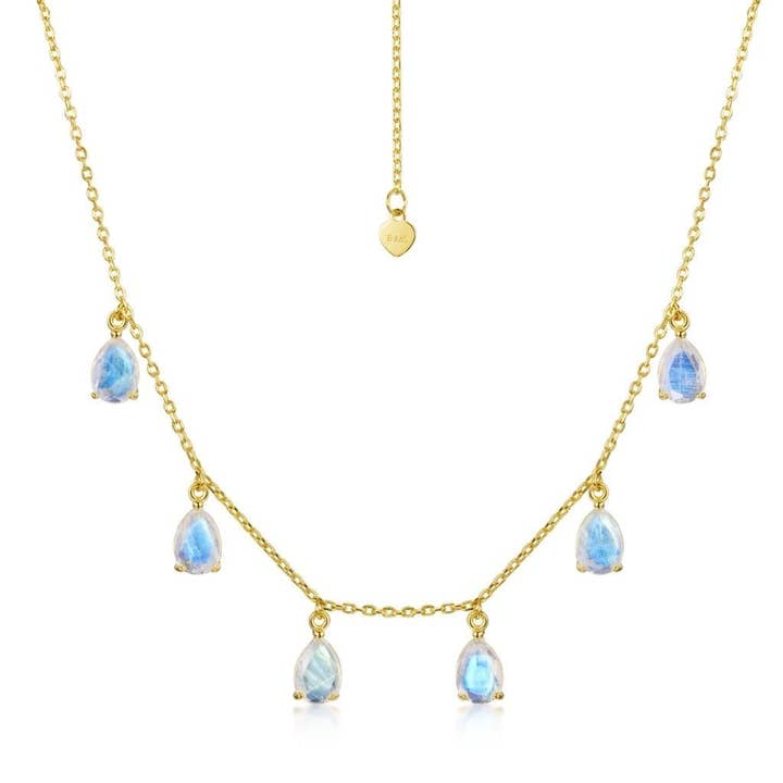 Fervor Montréal - Wholesale - Rainbow Moonstone Raindrop Necklace