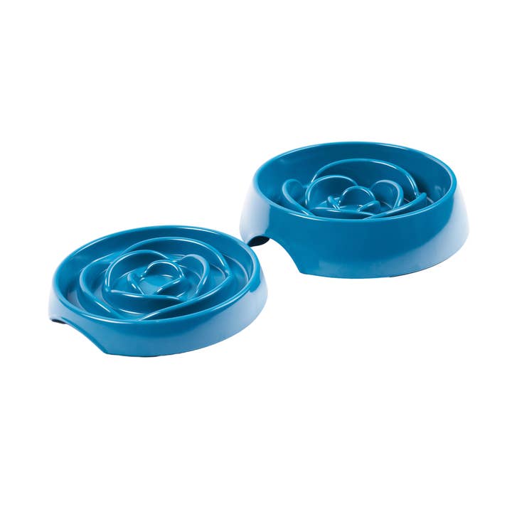 Pet Palette Distribution - Wholesale Pet Bowl - Cat/Dog - Messy Mutts Interactive Slow Feeder Blue 3 Cups