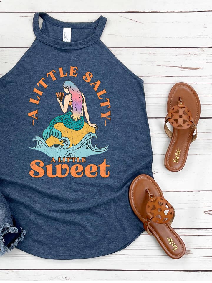 A Little Salty A Little Sweet Mermaid Rocker Tank Top for wholesale by Vazzie Tees