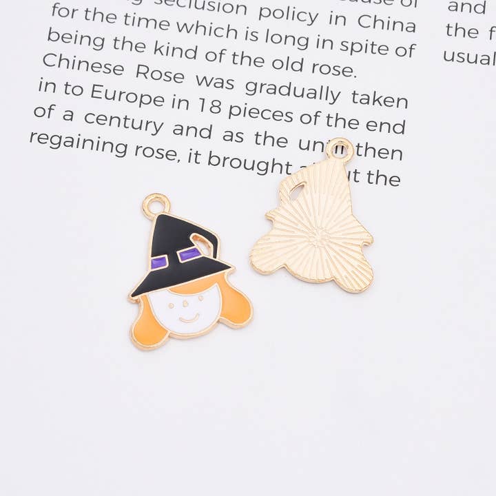 findings4uGem - Wholesale Pendant/Charm Necklace - Gold Filled Enamel Holloween Dainty Charm Pendant, CP215017