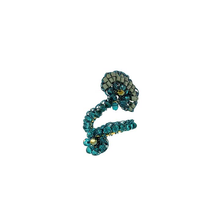 Teal Mix Eos Handmade Crochet Ring for wholesale by Lavish By Tricia Milaneze