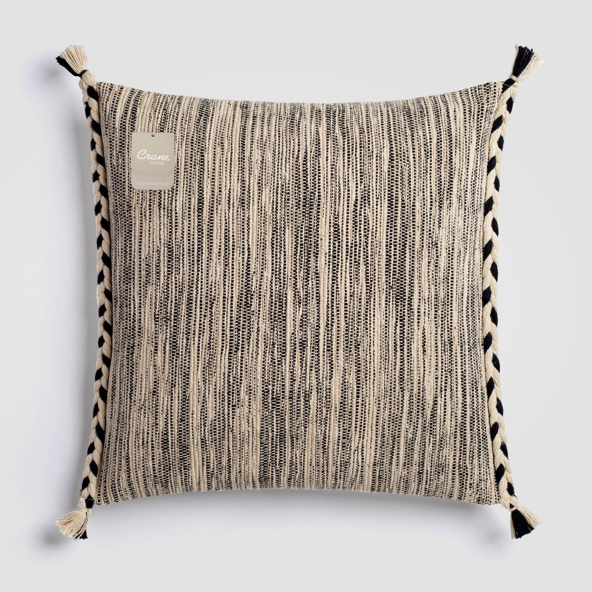 Crane Home - Wholesale Throw/decorative pillow - Black & White Braided Decor Pillow, 20" x 20", Black/White4