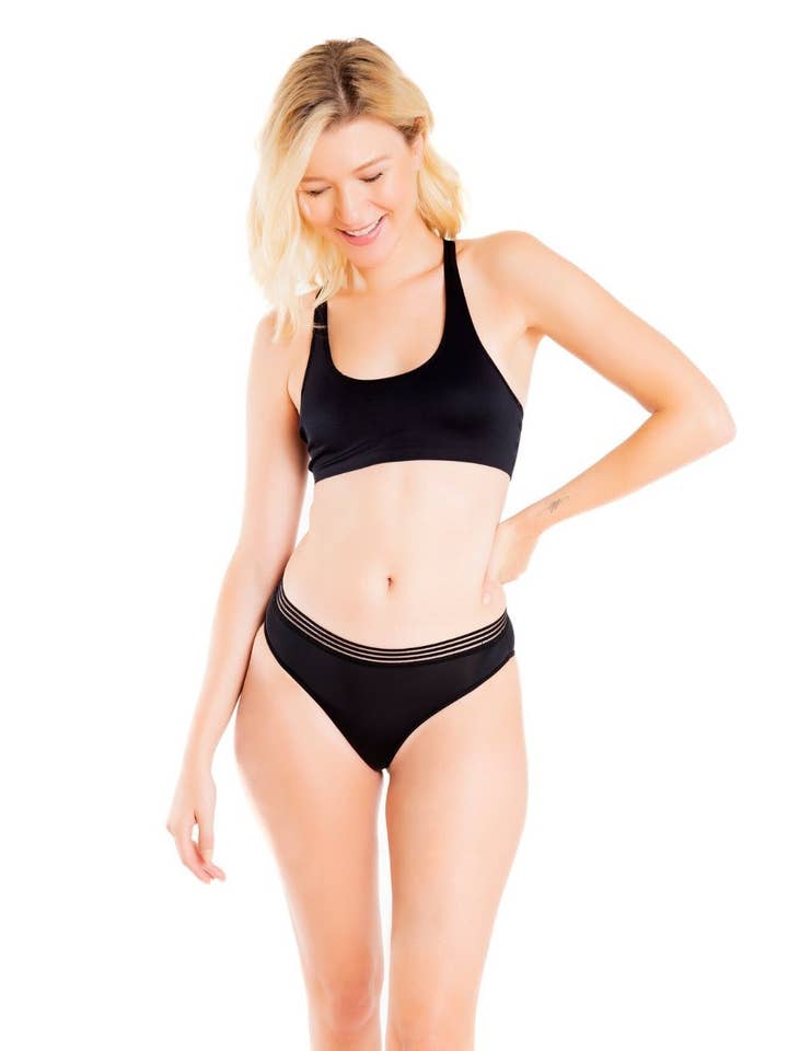 Bande Maille Taille Haute Cheeky - Noir pour la vente par 4WBW Intimates