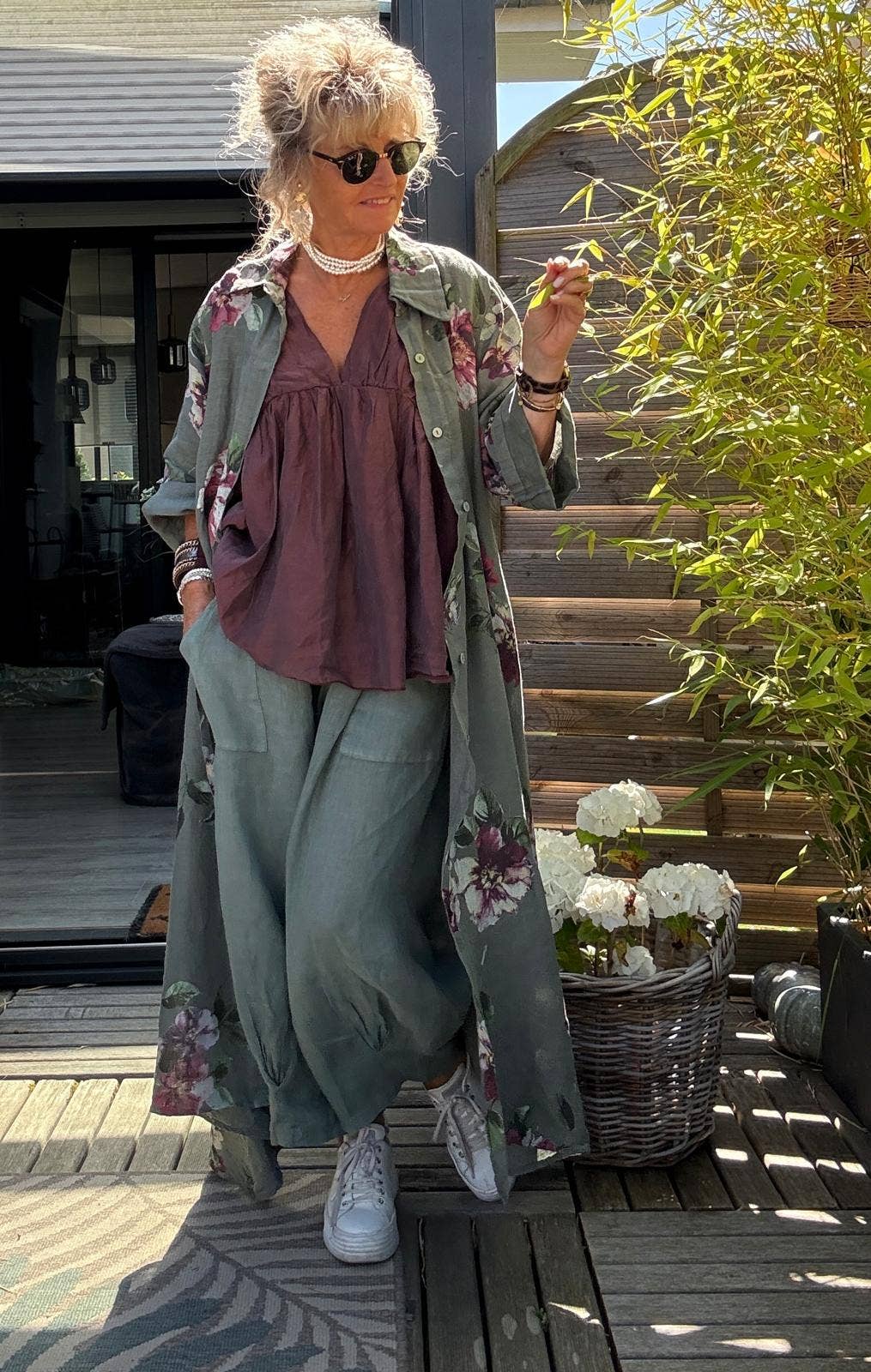 LINEN & COTTON HOUSE - Vente Robe – femme - 8052 E  LONGUE ROBE AVEC POCHES EN LIN  MOTIF 18