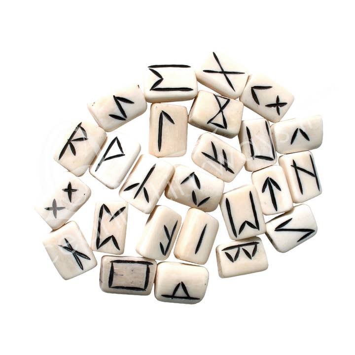 Oceanic Linkways Inc - Wholesale Spiritual Stone/Crystal - (SET)RUNE SET - BONE 20-25 MM