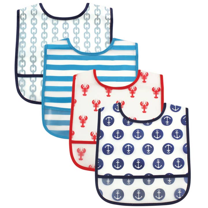 Luvable Friends Waterproof PEVA Bibs, Nautical for wholesale by BabyVision