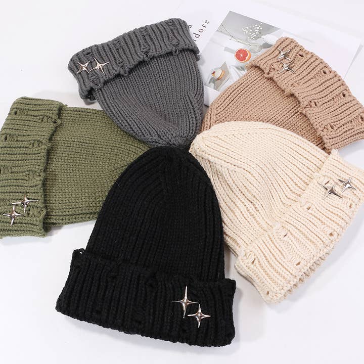 MKS America - Wholesale Beanie - Women's - Winter vintage ripped doji knit beanie2
