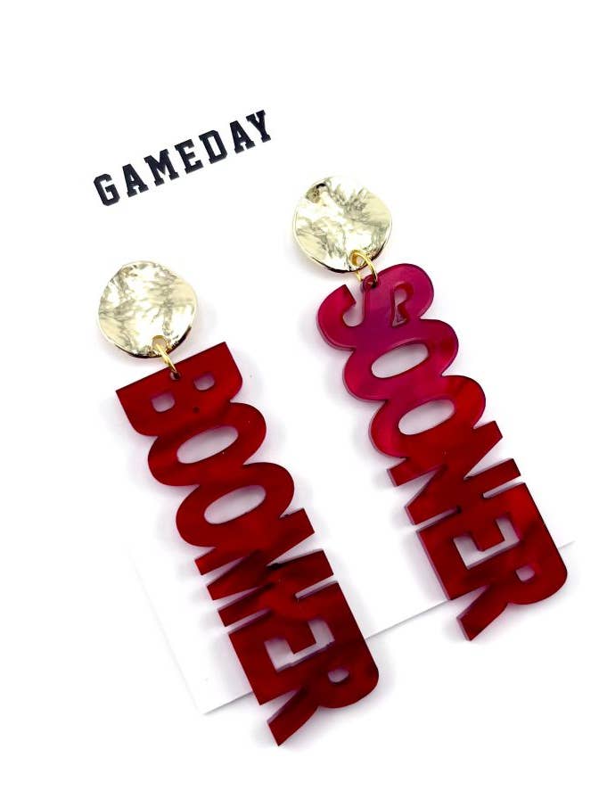 Boucles d'oreilles Oklahoma OU Sooners pour la vente par Cora's Den