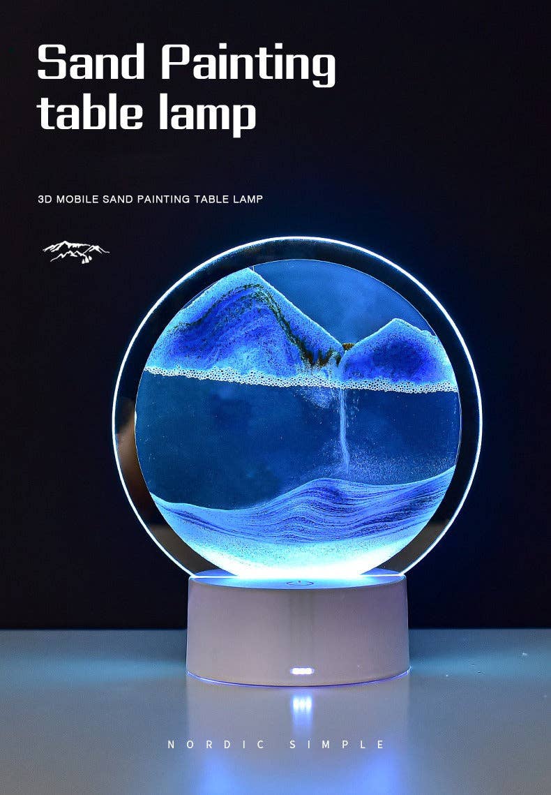 VIGOR – Engroshandel Skrivebordslampe – VIGOR 3D LED bordlampe med bevægelig sandmaleri og timeglasdesign16