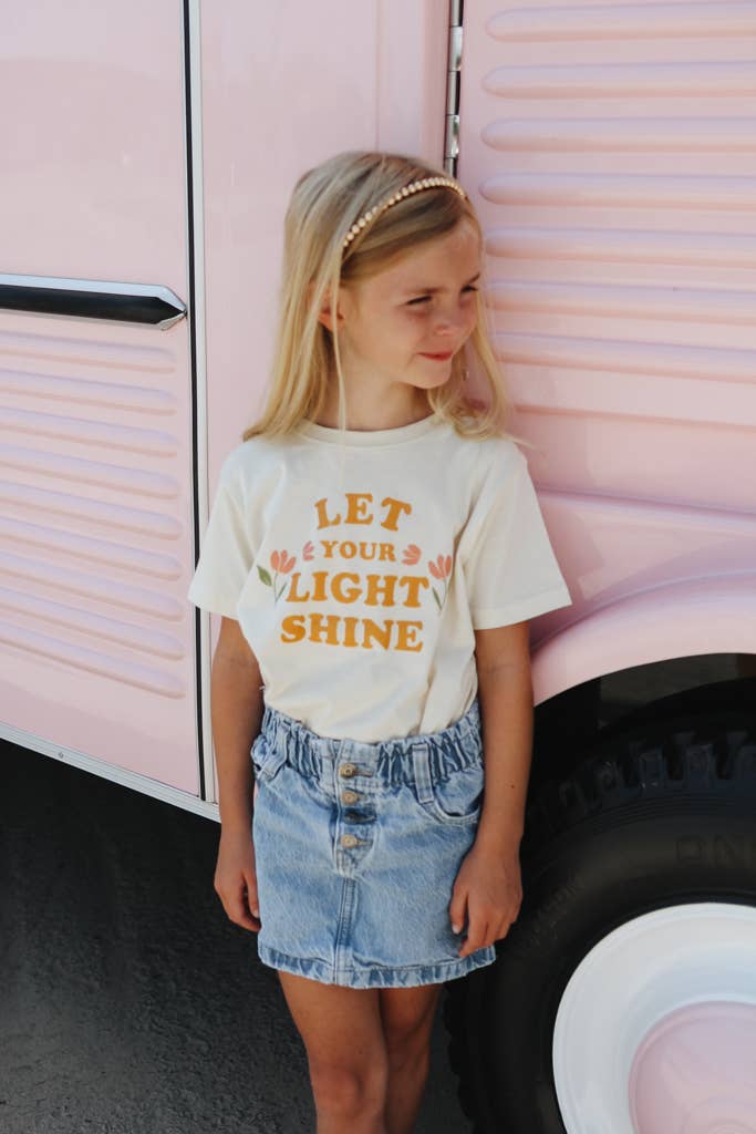 Crowned Free - Vendita all'ingrosso Maglietta serigrafata - Bambini - Maglietta Bambini "Lascia che la tua Luce Brilli" - Pesca5