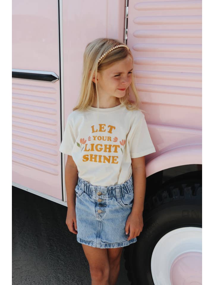 Crowned Free - Vendita all'ingrosso Maglietta serigrafata - Bambini - Maglietta Bambini "Lascia che la tua Luce Brilli" - Pesca5