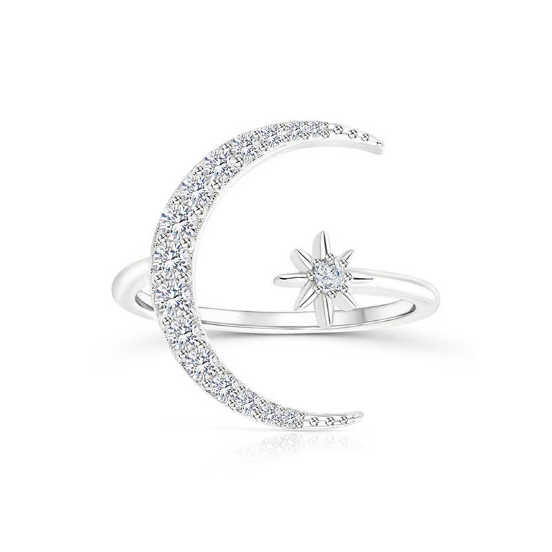 Gioiellin - S925 Silver Jewelry - Wholesale Multi-Stone Ring - 925 Sterling Silver Star Moon Zircon Ring0