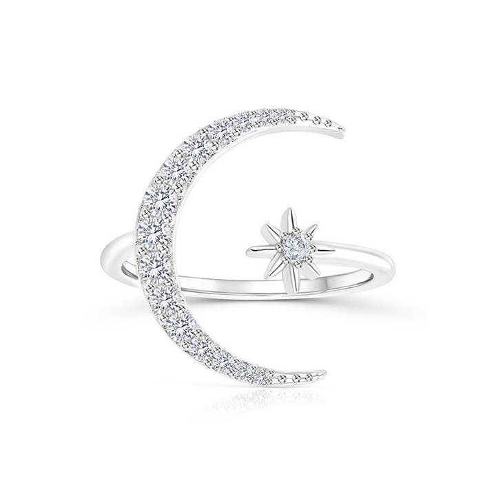 Gioiellin - S925 Silver Jewelry - Wholesale Multi-Stone Ring - 925 Sterling Silver Star Moon Zircon Ring