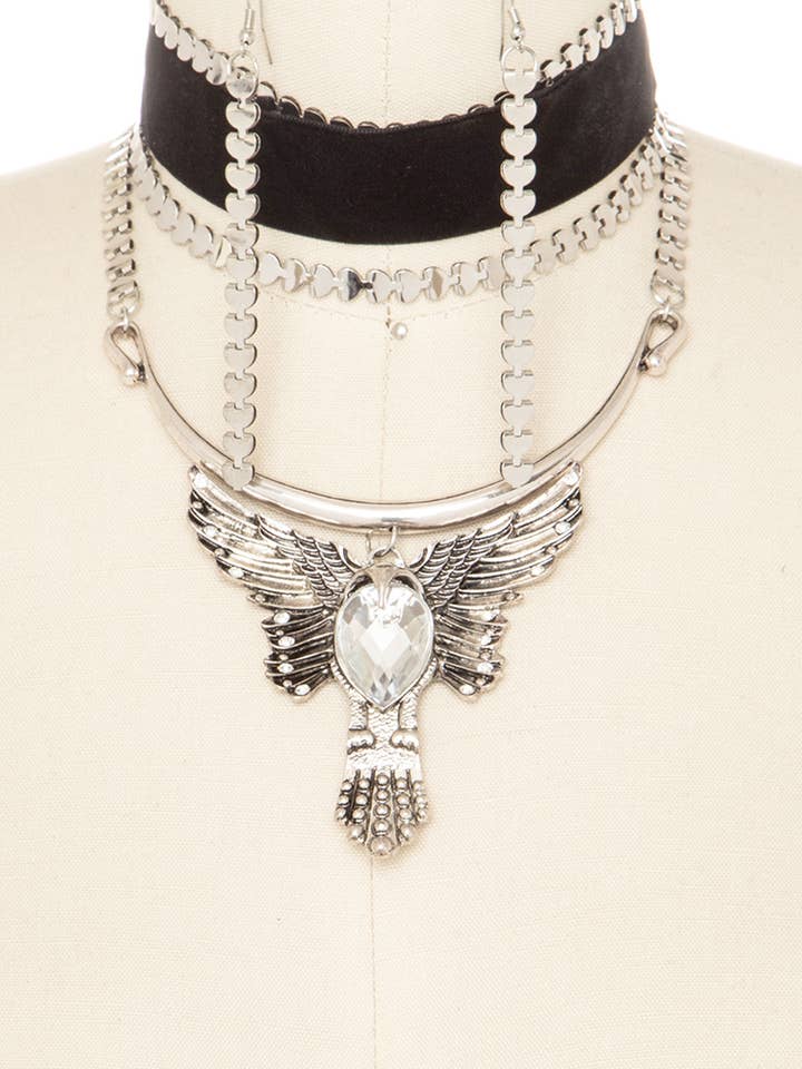 Gothic Choker Layered Statement Necklace Set for wholesale by Artini Accessories