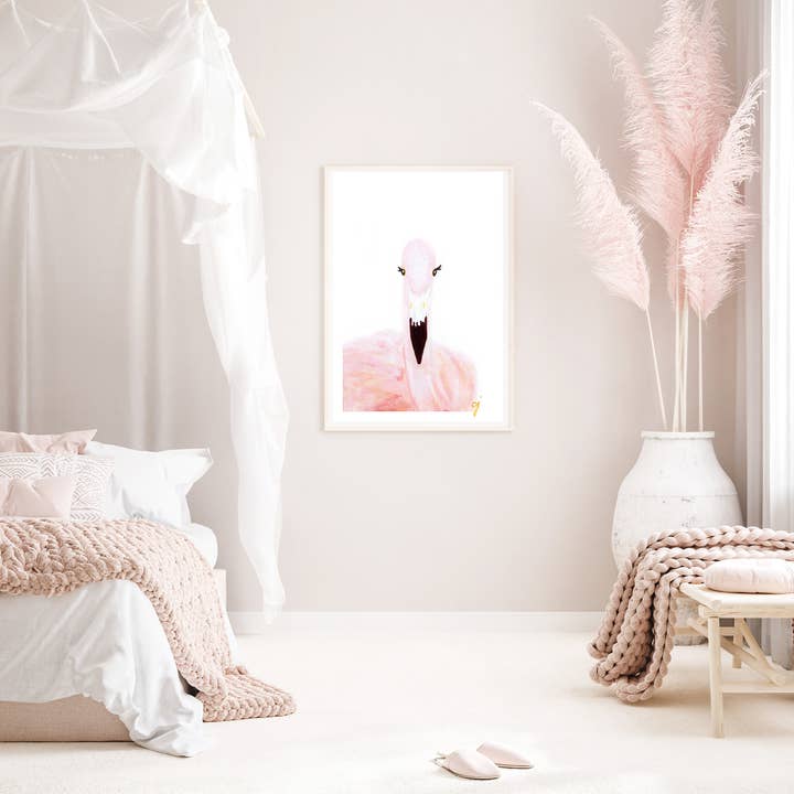 Oeuvre d'art de la pépinière de flamants | pour la vente par claire jordan designs