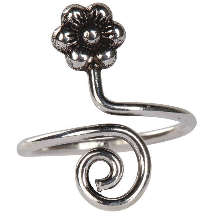 Benjamin International - Wholesale Cocktail/Statement Ring - Silver Wrap Around Flower Toe Ring