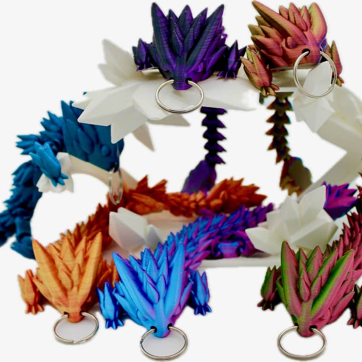 Acworth Alchemist - Wholesale Keychain - Unisex - Spiky Dragon Keychain - 3D Printed Articulated Dragon