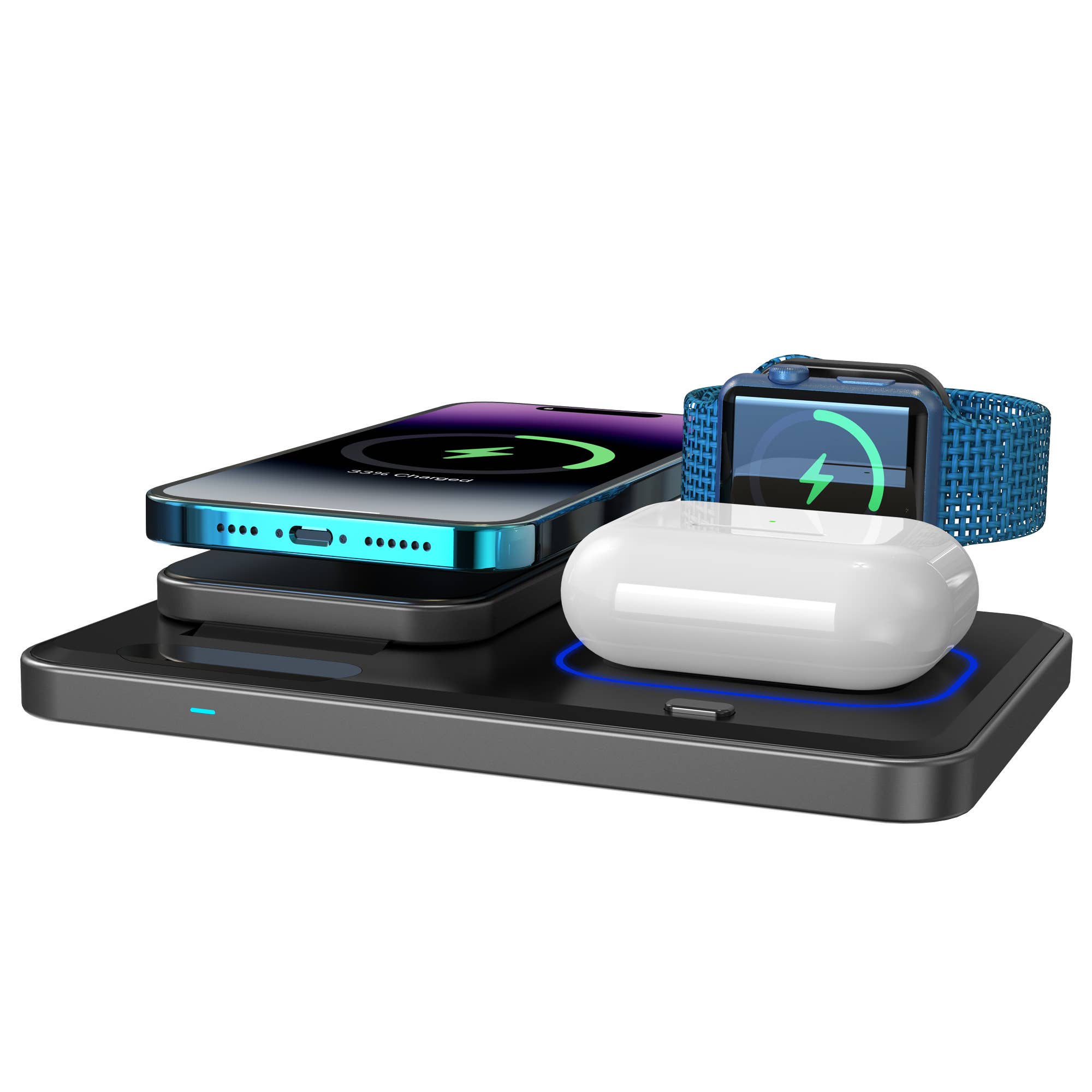 LAX Gadgets - Wholesale Charger - Flat Folding 3-in-1 Fast Wireless Charger -Retail Packaging19