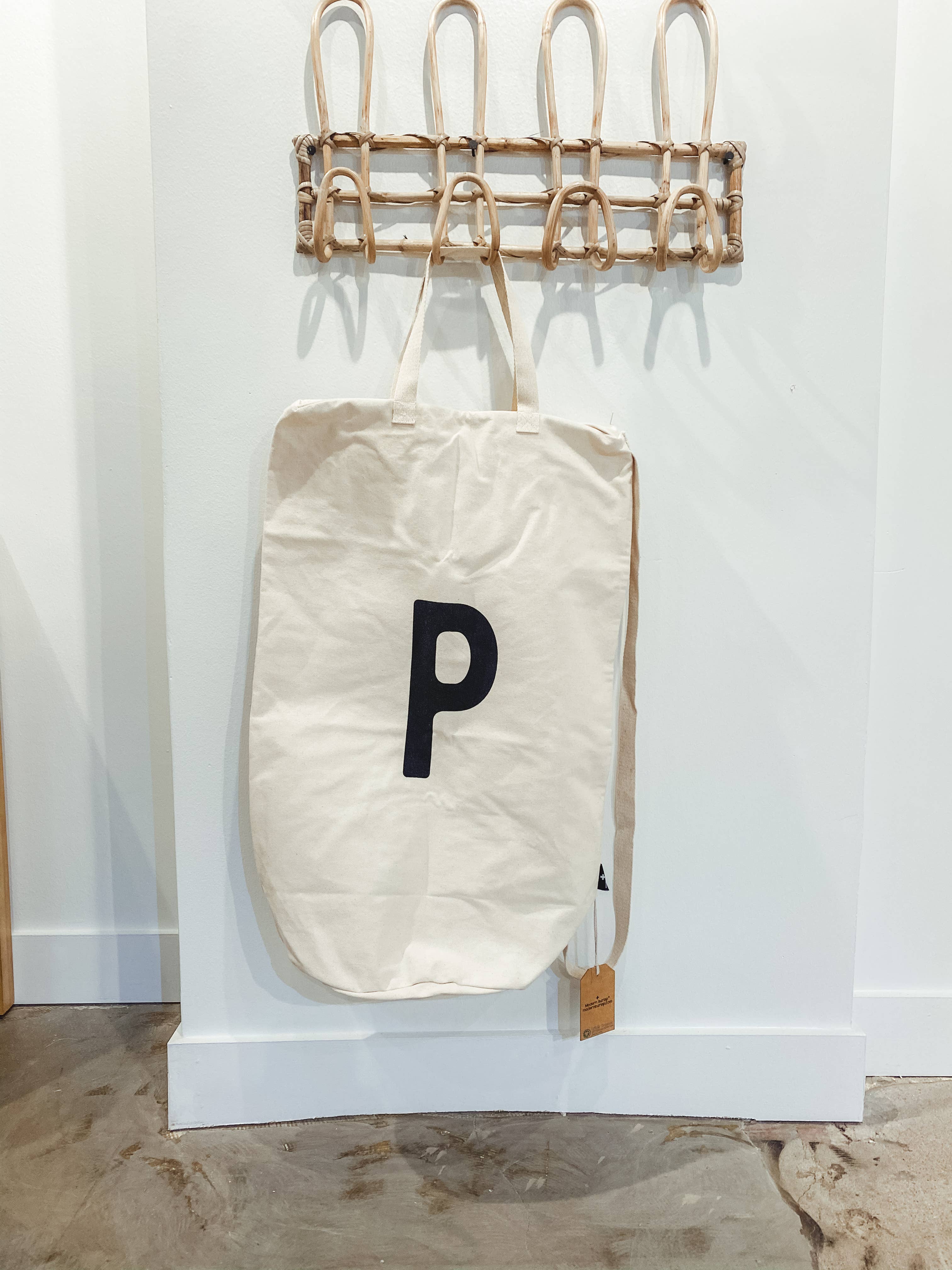 Modern Burlap - Wholesale Laundry Bag - Cotton Canvas Laundry Bag With Shoulder Strap - Alphabet11