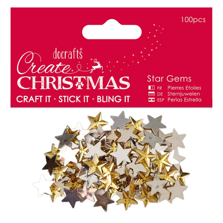 West Design Products - Wholesale Craft supplies - Create Christmas Star Gems Sequins, 100 Pieces Gold, Star