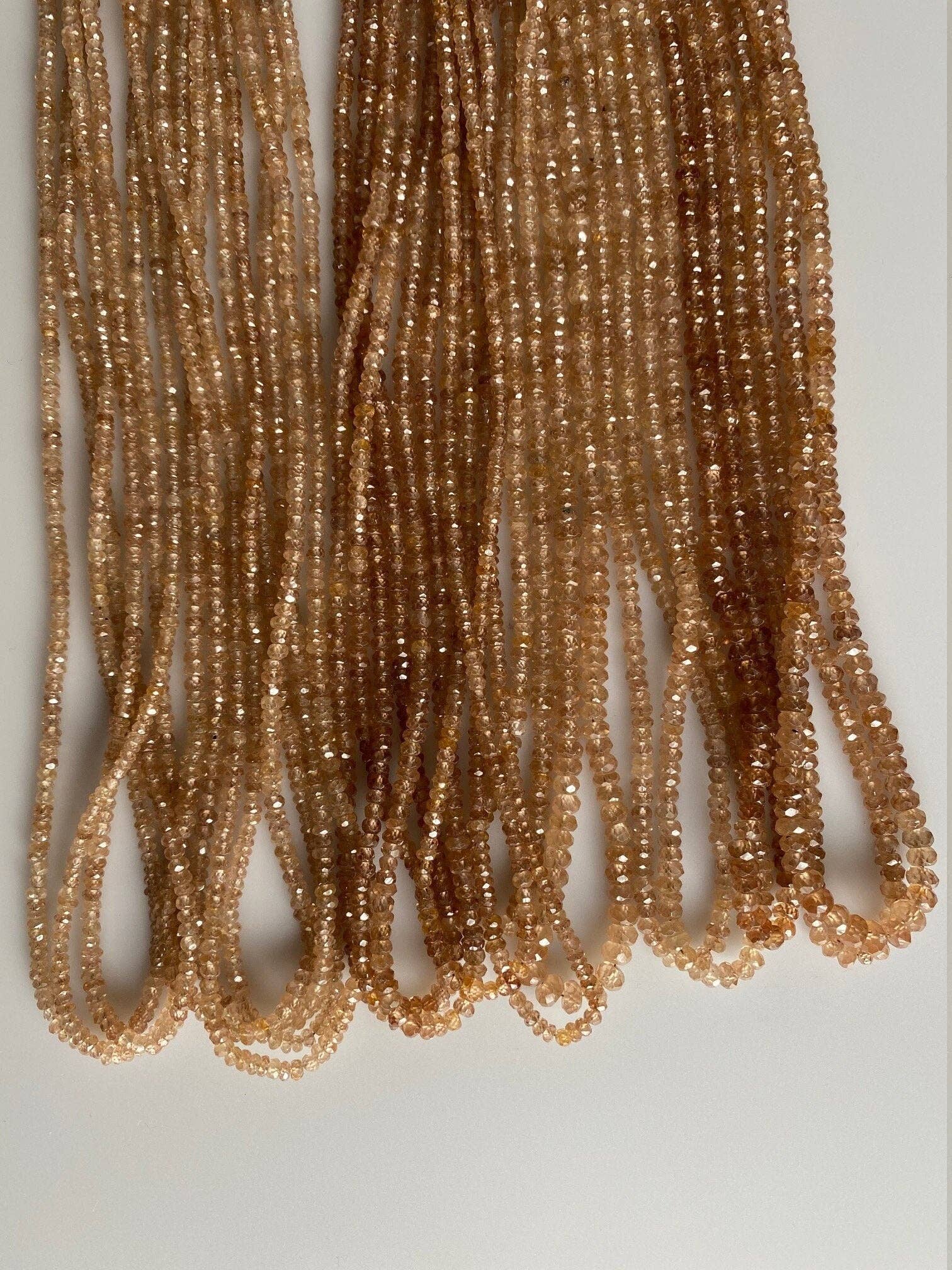 Purity Beads - Wholesale Kralen - CZ Kralen, CZ Rondellen, Gefacetteerd, Natuurlijk, Gegradueerde strengen, Geweldige Kwaliteit CZ, Bruine Cubic Zirkonia.1