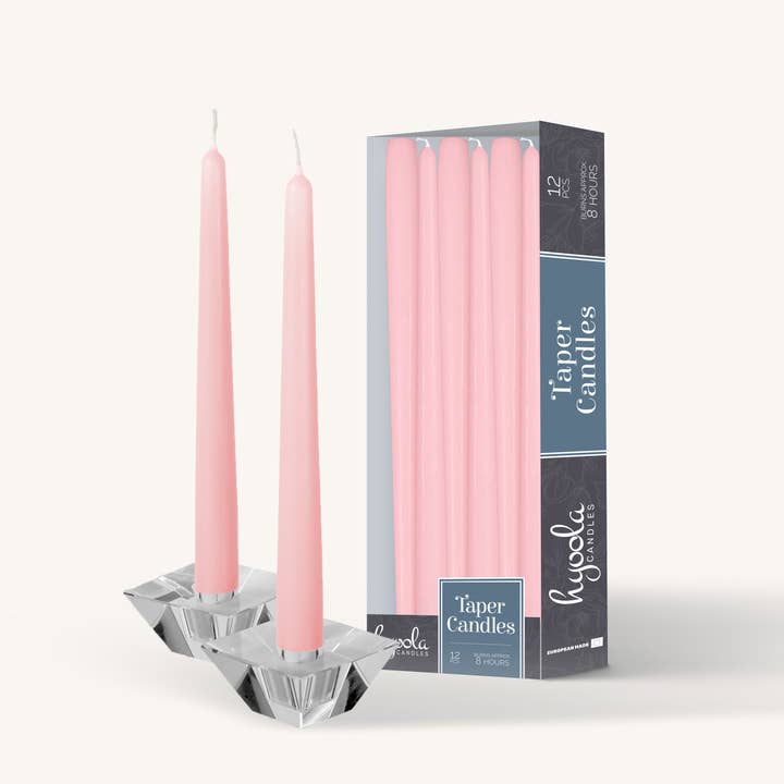 Candele coniche rosa chiaro, 25,4 cm, confezione da 12 per la vendita all'ingrosso da parte di Hyoola Candles