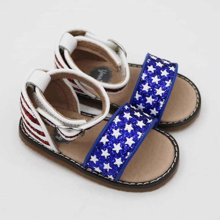 Aurora Glitter Stars and Stripes Open Toe Sandals for wholesale by Yourtay