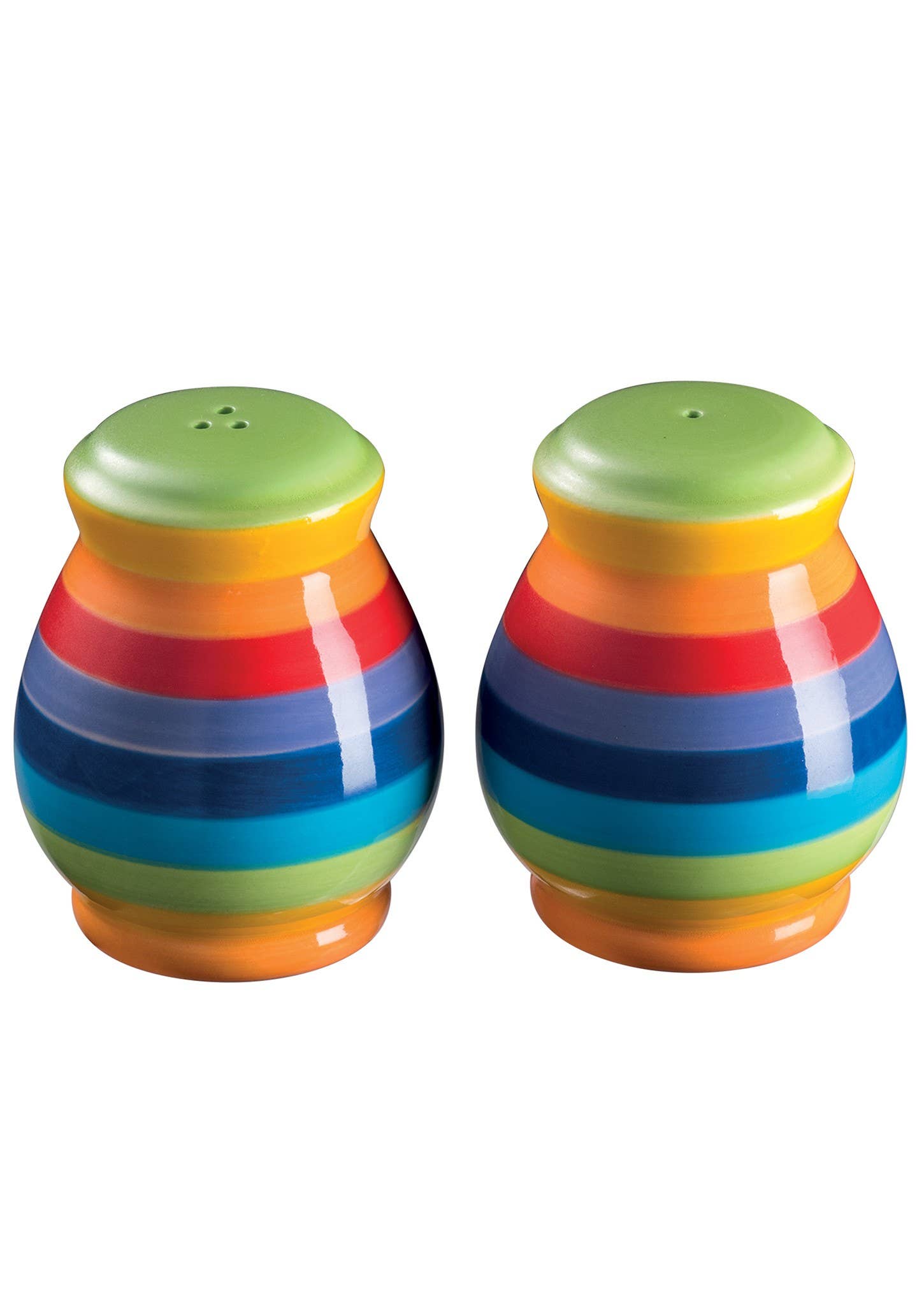 Namaste - Vendita all'ingrosso Set sale e pepe - Set sale e pepe in ceramica a strisce arcobaleno dipinto a mano